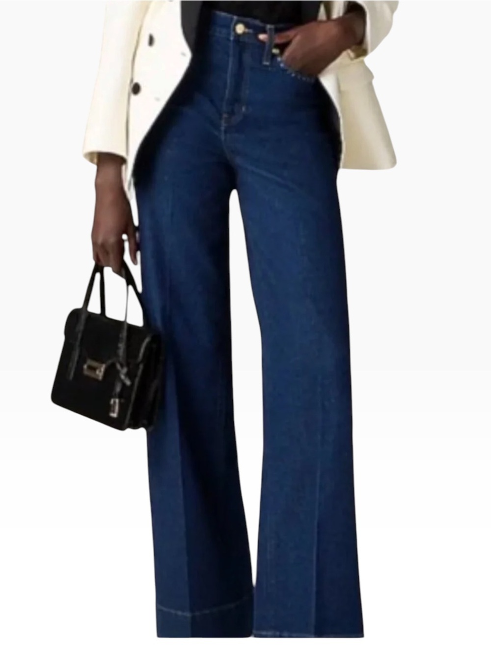 J.Crew '96 Embellished High-Rise Wide-Leg Denim Trouser Jeans 27P Dark Wash $198